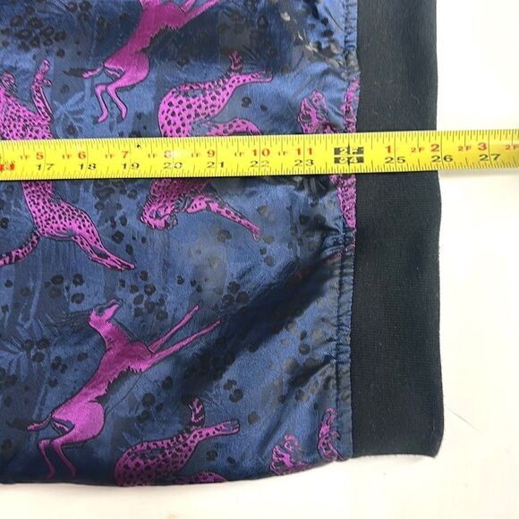 BERTIGO lan Animal Impala & Cheetah Jacquard  Bomber Jacket Navy Blue / Purple S - Picture 15 of 15